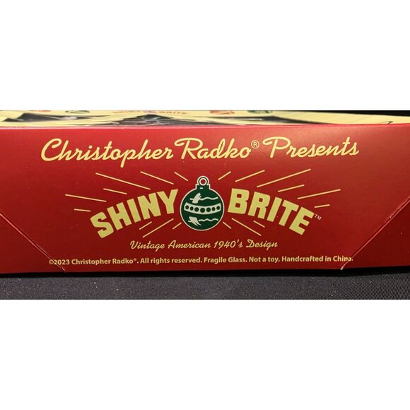 Christopher Radko Shiny Brite 1940s Stenciled Flocked Design Christmas Ornaments - Picture 2 of 8